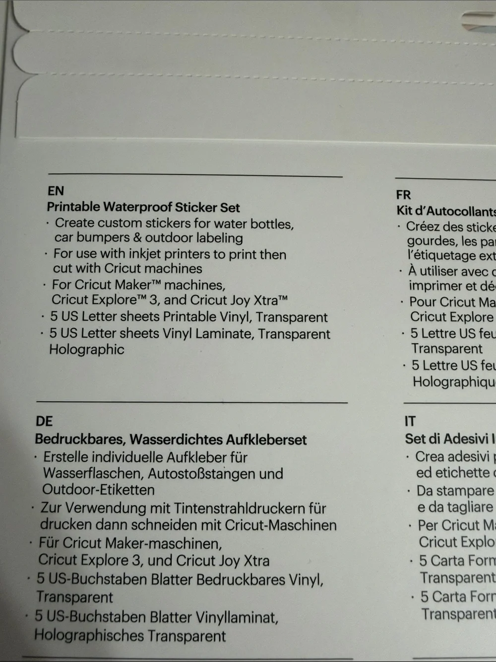 Cricut waterproof printable